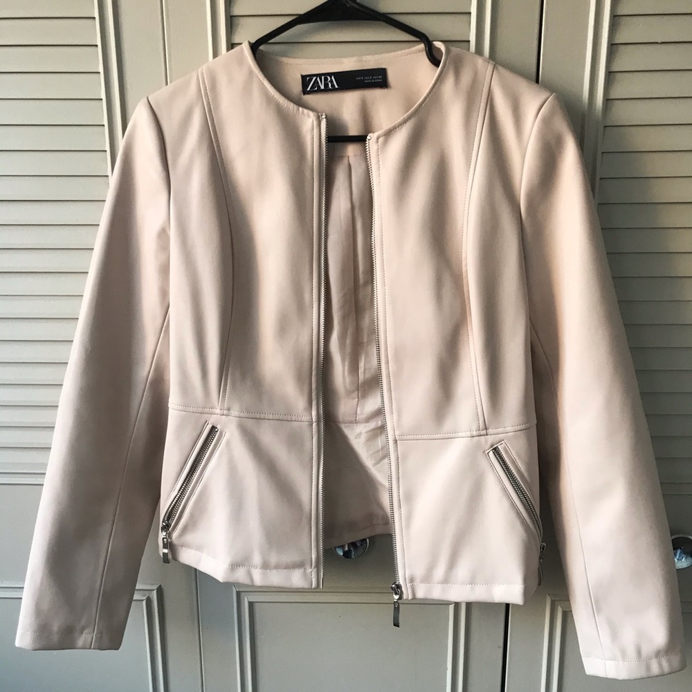 Zara pink faux leather jacket